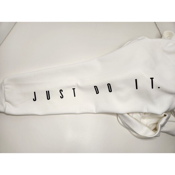 Nike Sweatshirt Men's L White Dri-Fit "Just Do It" Arm Spell Out Crew Pockets - Picture 4 of 8